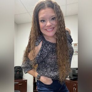 Old Navy Black & White Paisley Print Cold Shoulder Boho Western Top Sz.Lg